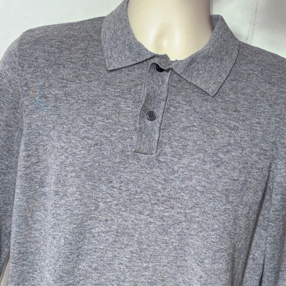 HM Mens Grey Long Sleeve 100% Cotton Polo Sweater Size M Fine Knit‎ Heathered